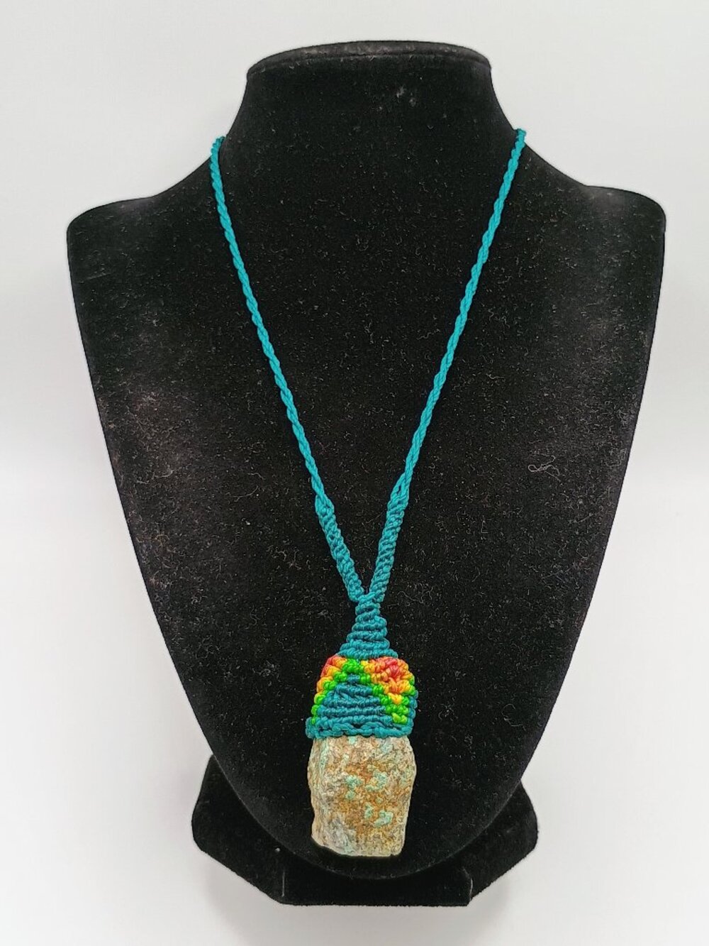 Handmade Macrame Necklace with Natural Turquoise Stone